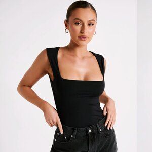 Meshki Linley Recycled Nylon Long Line Top - Black Size 10
